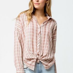 O'NEILL Arlow Stripe Womens Coral/ Almond Buttons Down Shirt | S